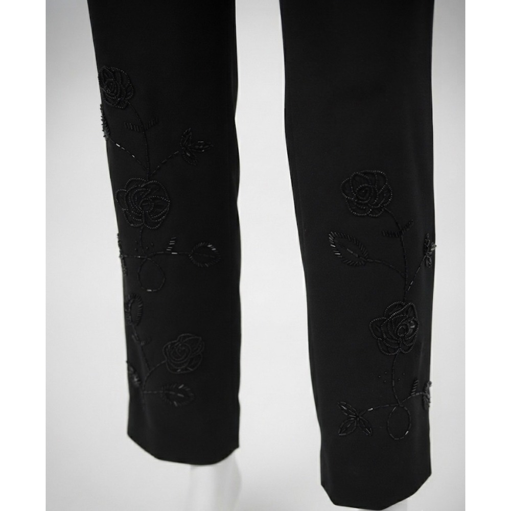 Vintage 90s Beaded Rose Trousers Sz 14 Whimsigoth Fairy Dark Romance Y2K Formal